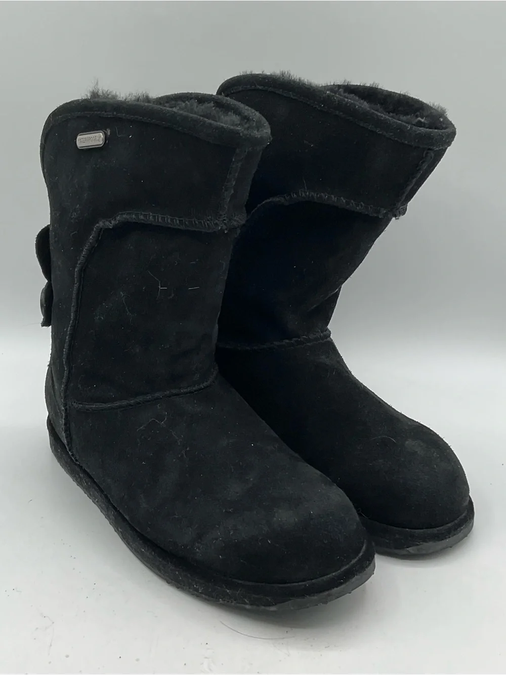 EMU Australia Women’s Black Suede Fleece Lined Mid Calf Winter Boots Size 7